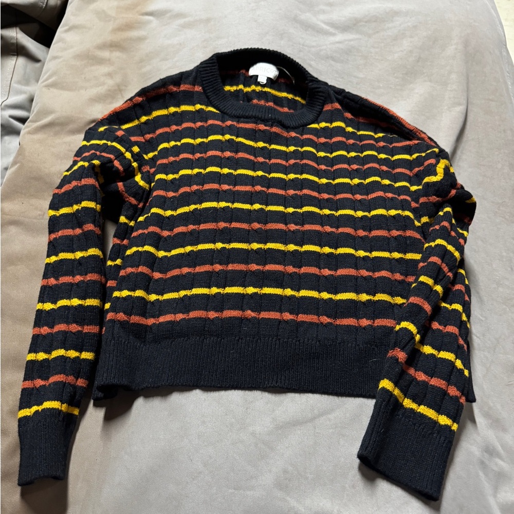 APRICOT Black Sweater with Yellow and Red Stripes